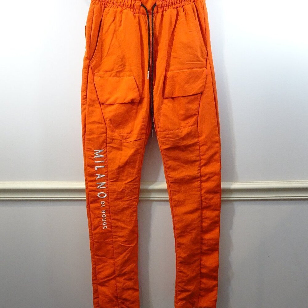 Milano Di Rouge Jogger Size Small Pants Orange Nylon Lined Snap Sides